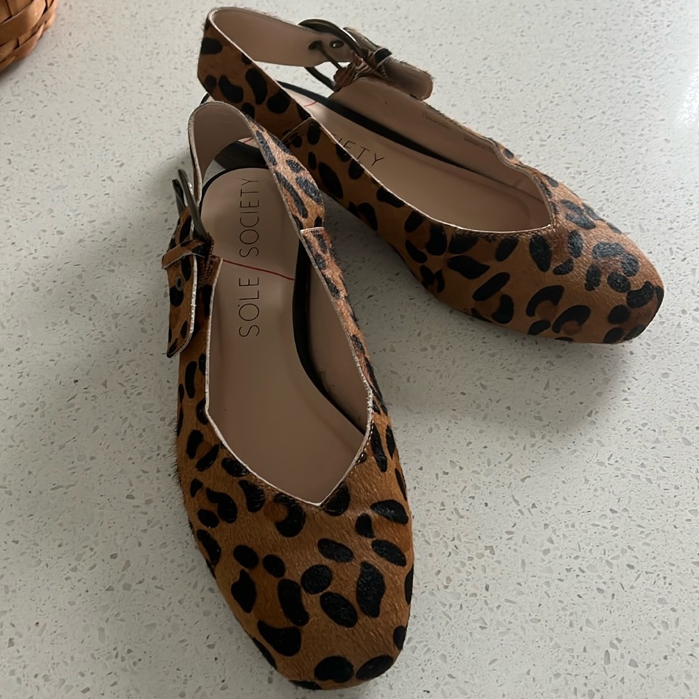 Sole Society calf hair leopard print flats